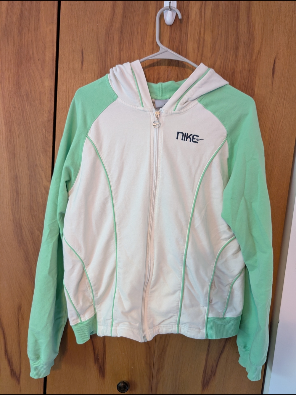 Nike Women's Mint & White Full‑Zip Hoodie Jacket Size XL